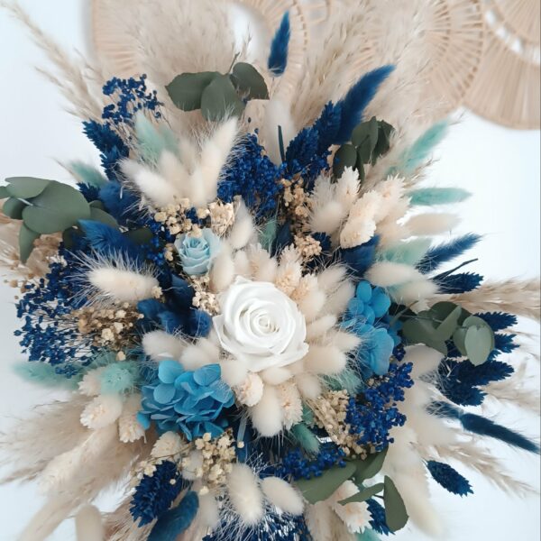 Bouquet de fleur Mariage bleu et vert d'eau