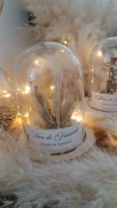 cloche en verre avec épis de blé , noce de froment, 3 ans de mariage cadeau mariage idée cadeau de mariage , noce d'étain dôme en verre personnalisé avec message cadeau anni mariage bride