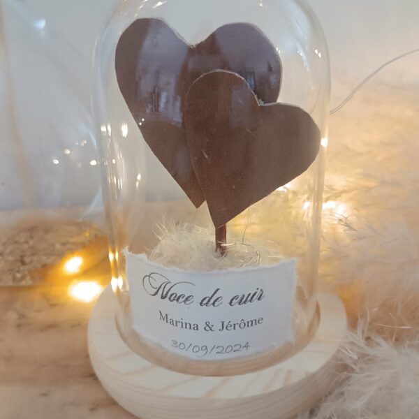 Cloche en verre – Cadeau 2 ans de mariage, Noces de cuir