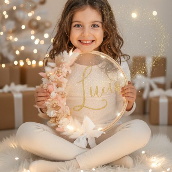 couronne de fleurs séchées à l'esprit de noel , cadeau de noel