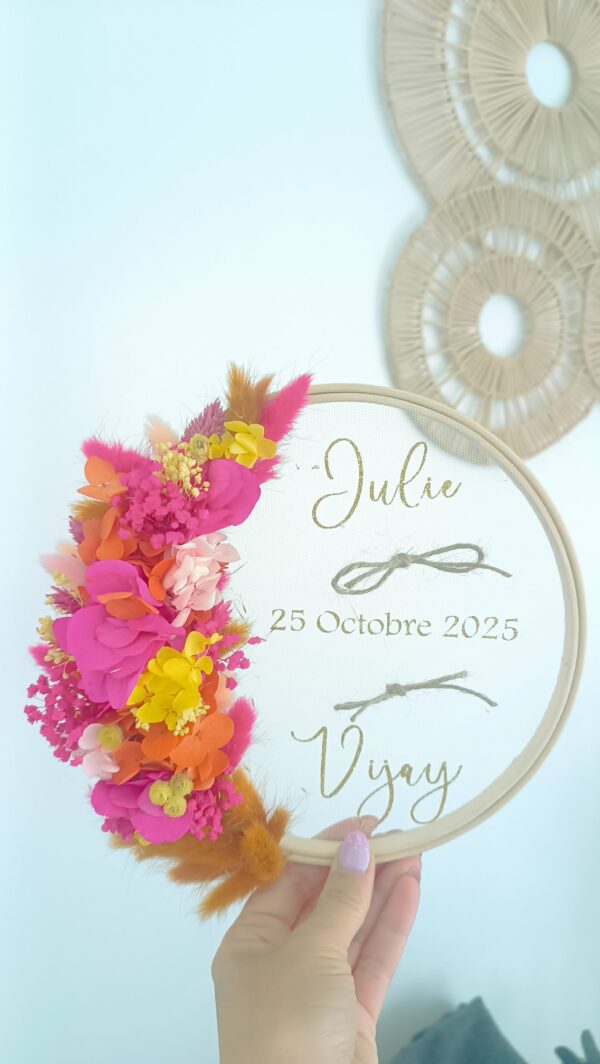 Porte alliance fuchsia rose terracotta et jaune- tissu transparent – Image 3
