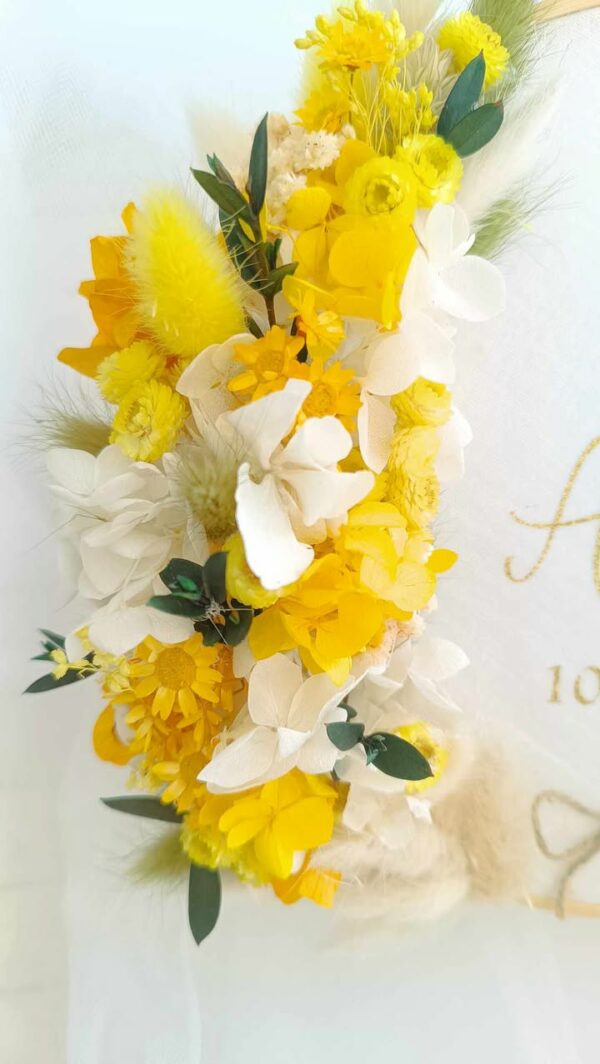 fleurs séchées porte alliance jaune dolce vita mariage