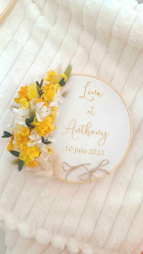 porte alliance jaune et eucalyptus dolce vita pour mariage