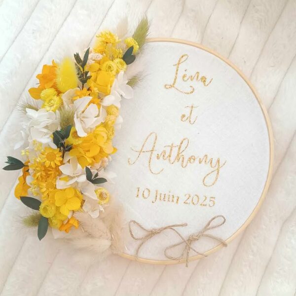 porte alliance jaune et eucalyptus dolce vita pour mariage