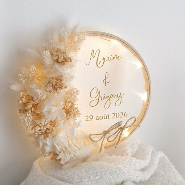 porte alliance en fleurs séchées blanc