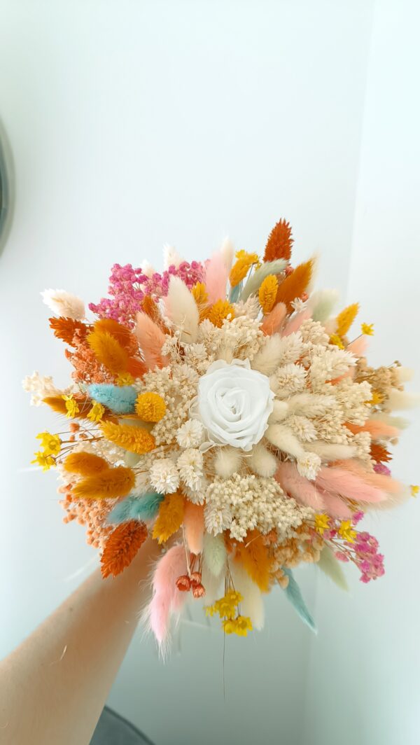 bouquet de mariée en fleurs séchées avec roses éternelles - bouquet de mariée