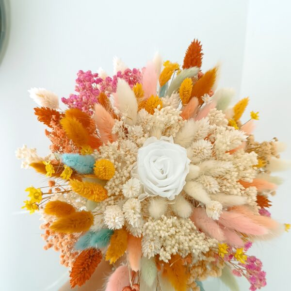 bouquet de mariée en fleurs séchées avec roses éternelles - bouquet de mariée