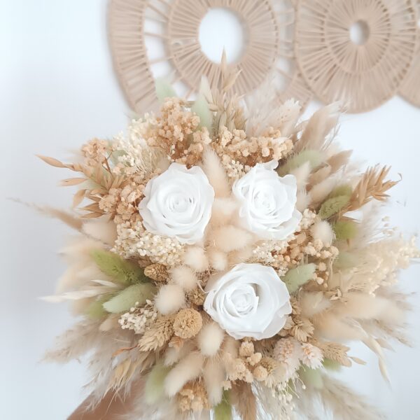 bouquet de mariée en fleurs séchées avec roses éternelles - bouquet de mariée