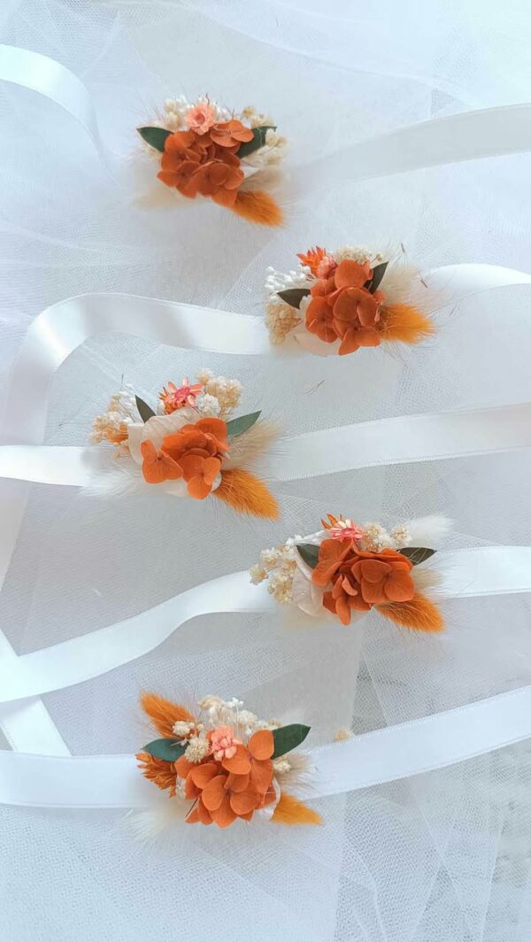 bracelet femme et enfant en fleurs séchées pour mariage et baptême