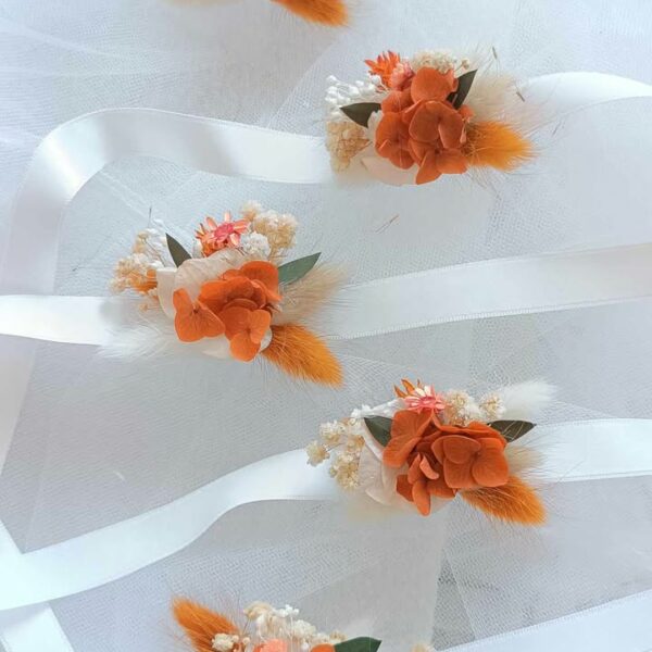 bracelet femme et enfant en fleurs séchées pour mariage et baptême