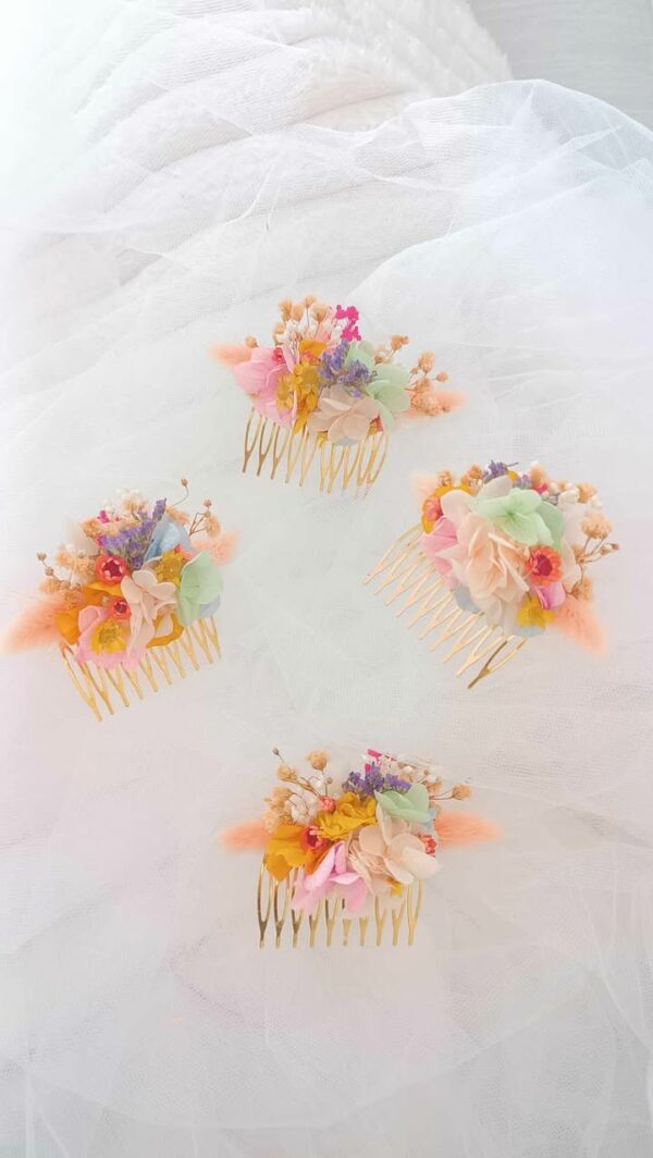 peigne cheveux en fleurs séchées pour mariage