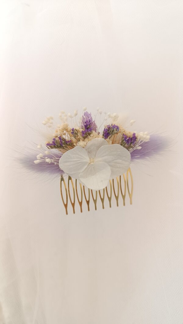 Peigne cheveux en fleurs séchées - accessoire mariage pour coiffure