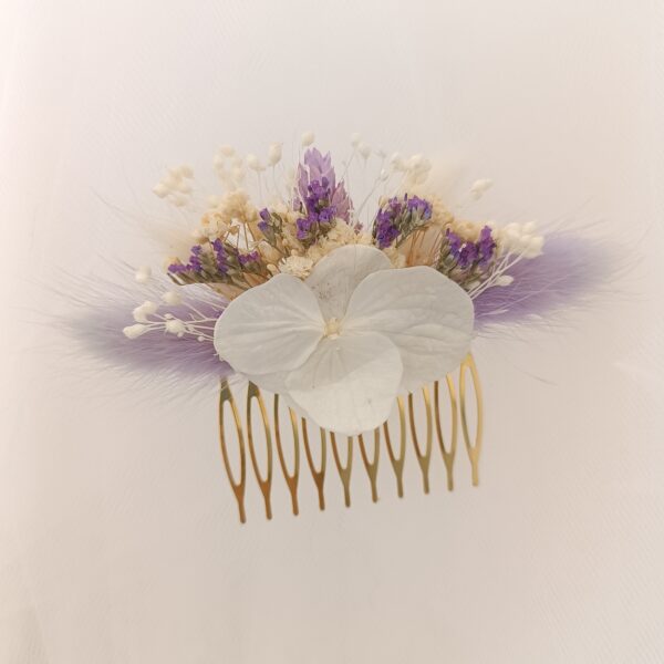 Peigne cheveux en fleurs séchées - accessoire mariage pour coiffure