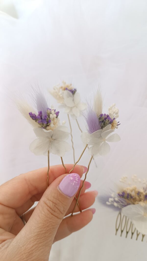 pics à cheveux pour chignon ou natte pour coiffure mariage femme en fleurs séchées