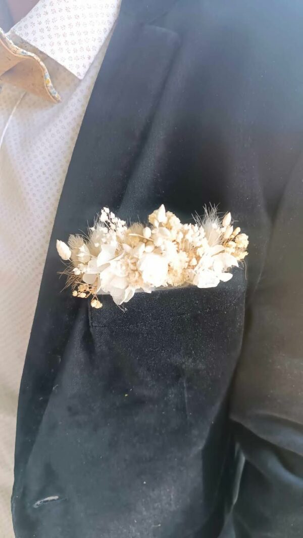 boutonnière pochette veste costume marié et témoin homme - accessoire mariage en fleurs séchées