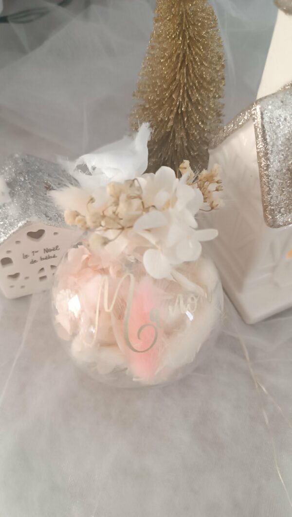 Boule de noël personnalisé en verre avec fleur séchée – Image 12