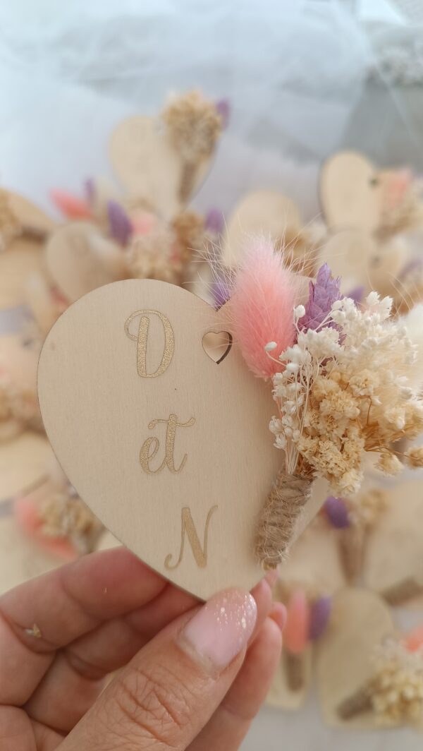 Mini cœur aimanté en fleur séchée - cadeau invité – Image 2