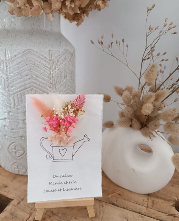 carte à offrir en fleurs séchées fête des mamans