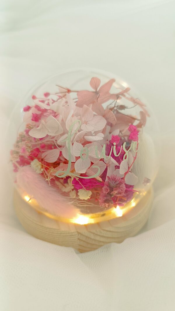 Veilleuse enfant bébé - La dormeuse lumineuse en fleurs séchées rose – Image 7