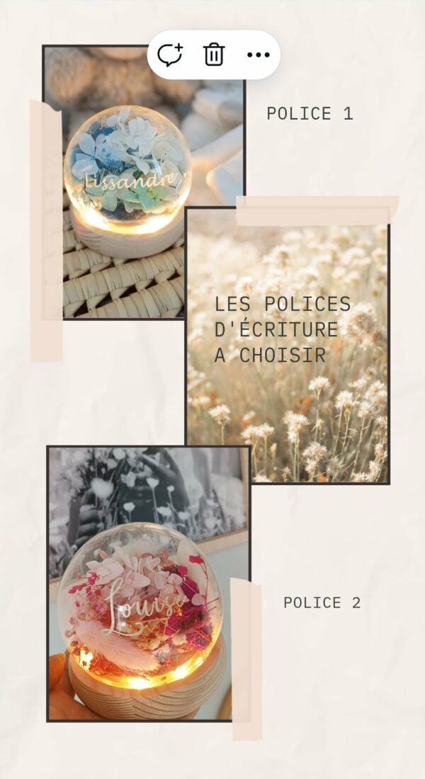 Veilleuse enfant bébé - La dormeuse lumineuse en fleurs séchées rose – Image 8