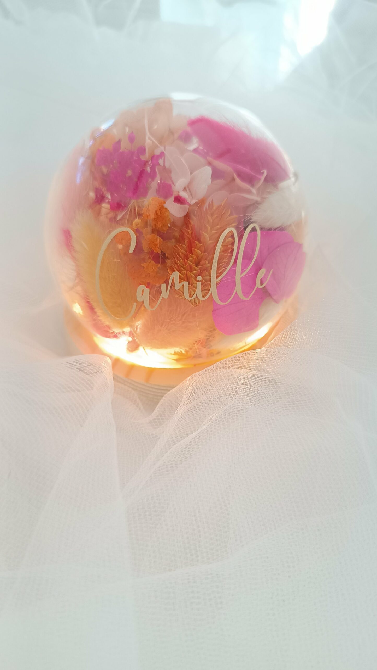 Veilleuse enfant bébé - La dormeuse lumineuse en fleurs séchées bleu – Image 14