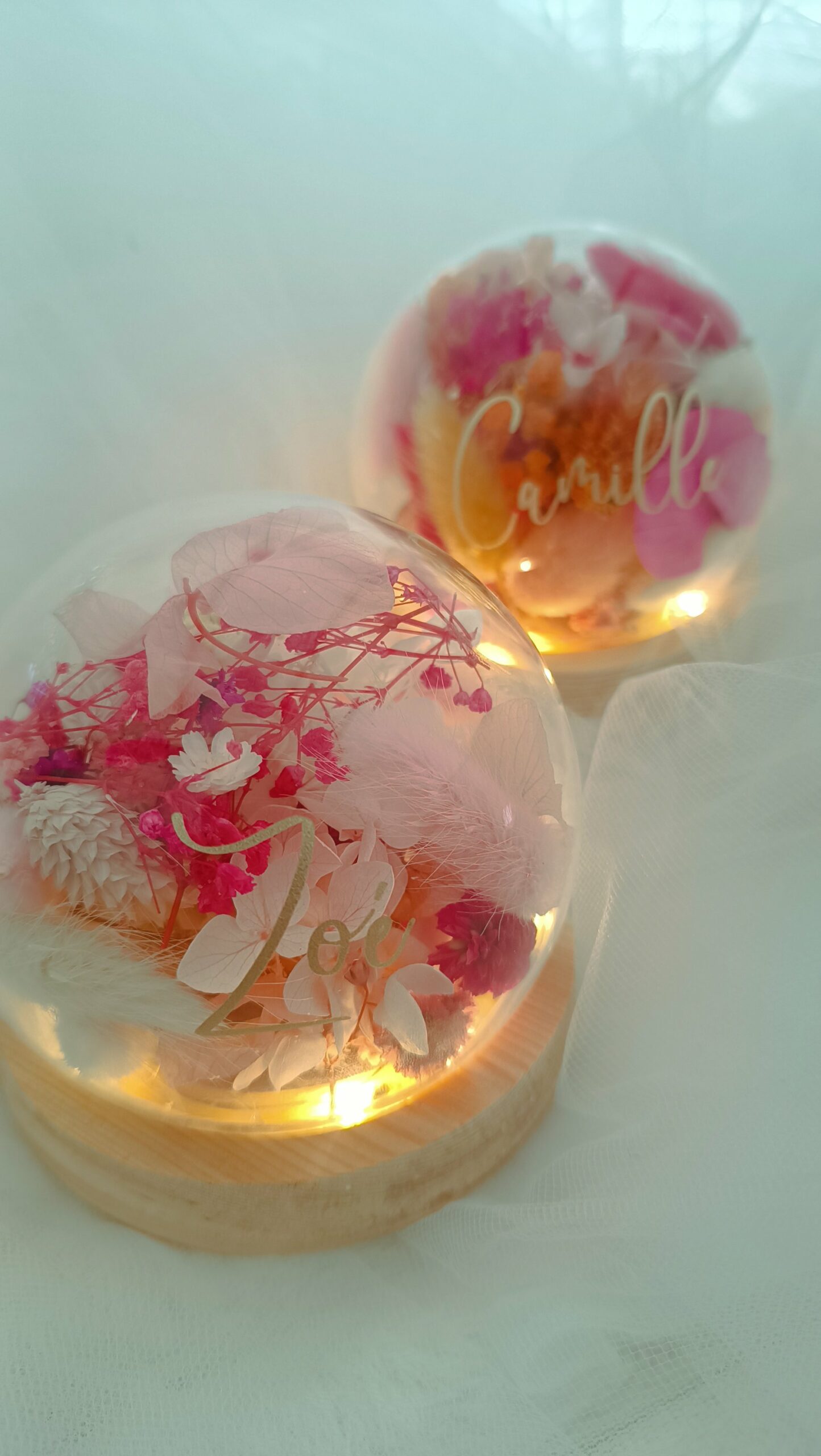 Veilleuse enfant bébé - La dormeuse lumineuse en fleurs séchées bleu – Image 16