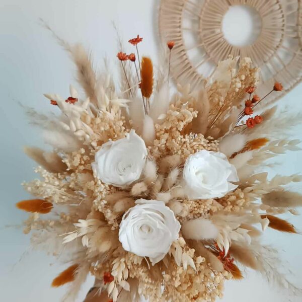 bouquet de mariée en fleurs séchées, bouquet de verdure, bouquet marié fleurs stabilisées