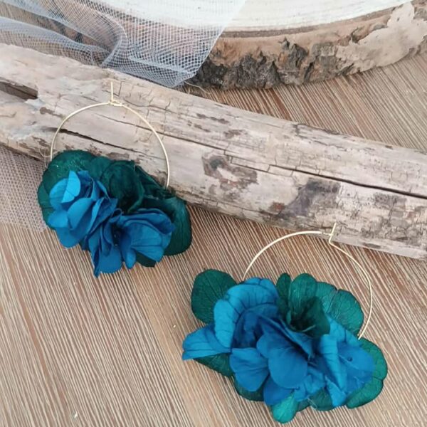 boucles d'oreilles en fleurs séchées pour offrir ou boucles d'oreilles en acier inoxydable - bijoux créole