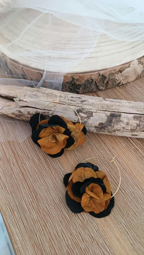 boucles d'oreilles créoles marron et beige , cadeau noel femme, bijoux femme en acier inoxydable doré,