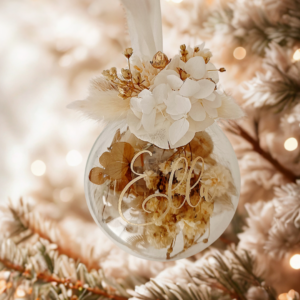 idée cadeau noel fleurs séchées boule de noel en fleurs séchées les reves de louise boule de noel personnalisée