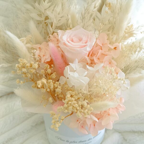 Cadeau fête des mamies en fleurs séchées - bouquet de fleur en pot avec message